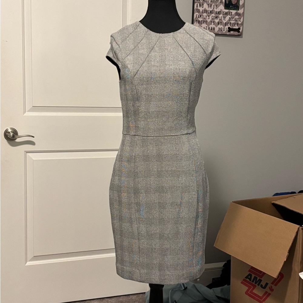 Gray Cap Sleeve Sheath Dress for Work